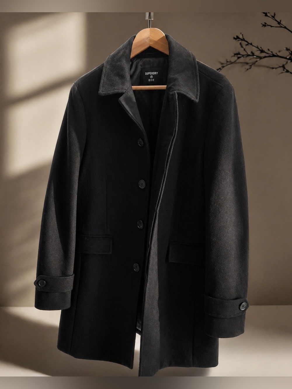 Superdry Wool Car Coat Black 3XL Men’s Classic Coat NWT